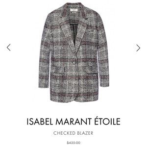 NWOT isabel marant etoile checked blazer - 36